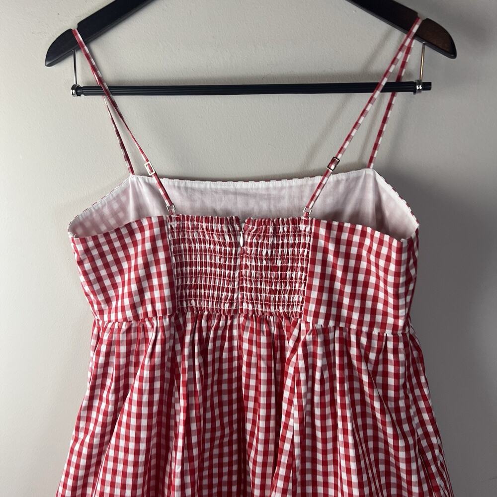 Abercrombie & Fitch Emerson Poplin Mini Dress Red Gingham Smocked Sz L - Picture 11 of 11